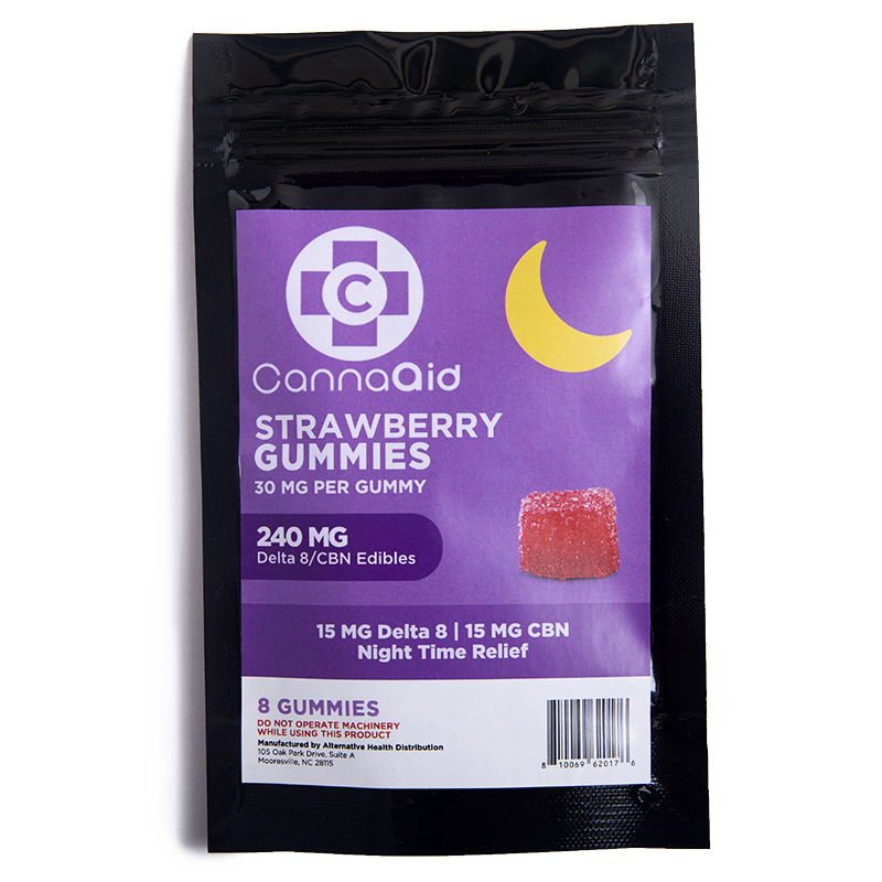 CannaAid - D8 / CBN Gummies - Strawberry - 240mg - 8ct | Apotheca.org Delivers THC!