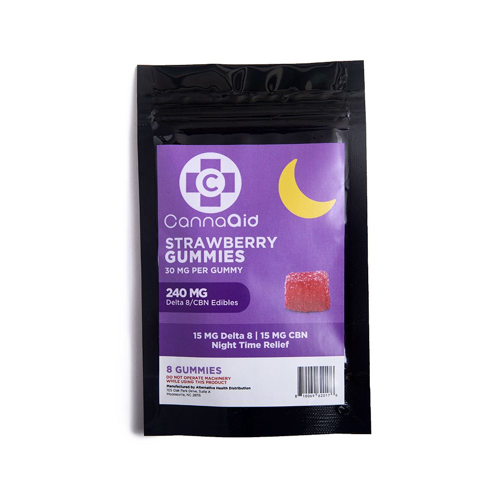 CannaAid - D8 / CBN Gummies - Strawberry - 240mg - 8ct | Apotheca.org Delivers THC!