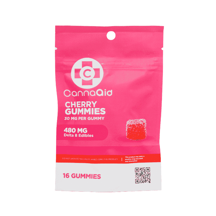 CannaAid - D8 Gummies - 16ct/60mg ea - 960mg Total - Cherry