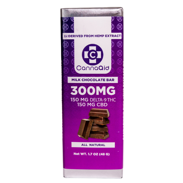 D9 + CBD Chocolate Bars - 300mg - Milk Chocolate - CannaAid | Apotheca.org Delivers THC, Free!*